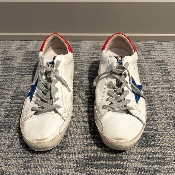 Golden Goose Superstar 'White Red Blue' Size 9.5 Used - Picture 2 of 3